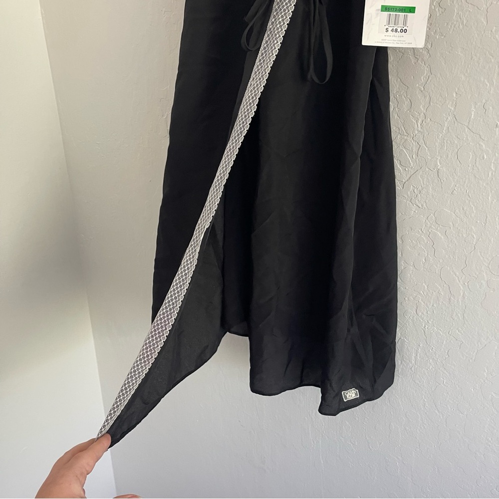 Y2K Calvin Klein Deadstock Black Sheer Slip Dress Mini Women's Size Large NWT - Picture 6 of 11